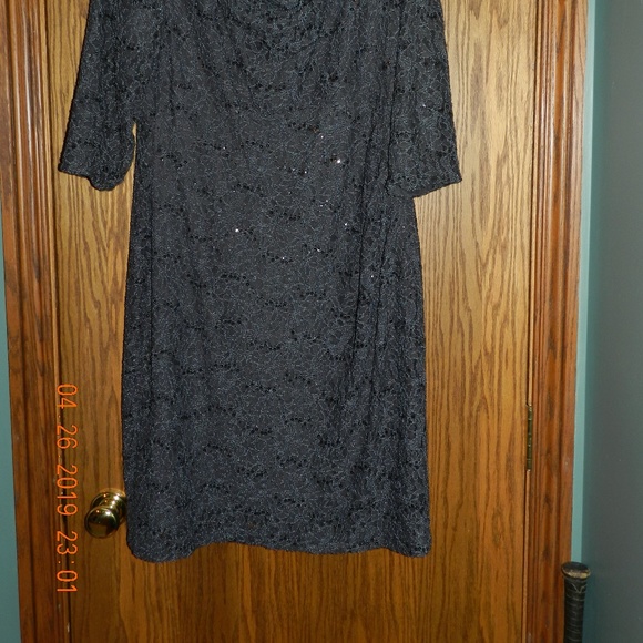 Women's Ralph Lauren Charcoal Lace w/Sequin Dress - Picture 2 of 4